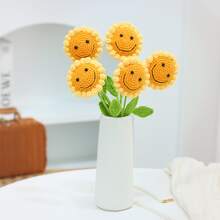 3入組鉤織微笑向日葵、diy手工編織模擬花束、羊毛製花卉家飾、節日派對用品、婚禮裝飾、家居裝飾、景觀道具 - 黃色 - 查看 1