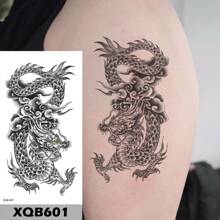 防水臨時紋身貼線條玫瑰牡丹蛇閃光紋身簡約花朵人體藝術手臂假袖紋身女 - 灰色 - 查看 9