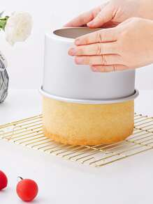 1pc Detachable Halloween Celebration 4"/ 5"/ 6"/ 7"/ 8"/ 9"/ 10"/ 12"/ 14" Round Anodized Removable Bottom Cake Pan, Aluminum Alloy Baking Mold For Sponge Cake - Silver - View 6