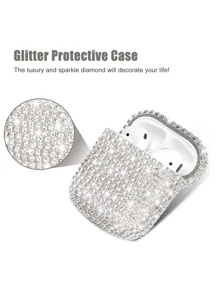 2000 年代时尚亮片银色 Y2k 水钻装饰外壳保护套硬质便携包配件兼容 Apple Airpods 1/2 Airpods Pro Airpods Pro2 Airpods 3 - 銀色 - 查看 4