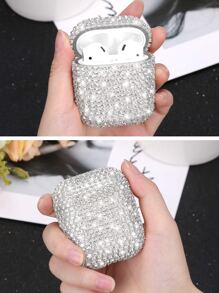 2000 年代时尚亮片银色 Y2k 水钻装饰外壳保护套硬质便携包配件兼容 Apple Airpods 1/2 Airpods Pro Airpods Pro2 Airpods 3 - 銀色 - 查看 6