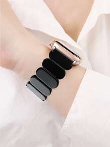 1入組女款簡約美觀橢圓形鬆緊繩樹脂Apple 錶帶，專業適配最新Apple Watch Ultra 2/1、SE 9/8/7/6/5/4/3/2/1，尺寸38/40/ 41 /42/44/45/49mm，耐磨，輕鬆配戴 - 藍色 - 查看 3