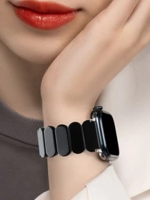 1入組女款簡約美觀橢圓形鬆緊繩樹脂Apple 錶帶，專業適配最新Apple Watch Ultra 2/1、SE 9/8/7/6/5/4/3/2/1，尺寸38/40/ 41 /42/44/45/49mm，耐磨，輕鬆配戴 - 藍色 - 查看 1