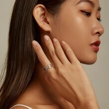 WOSTU 1 Miếng 925 sterling bạc Retro Love Nhẫn Đối với phụ nữ Có thể xếp chồng lên nhau Trái tim rỗng Pha lê hồng Công chúa Nhẫn Tốt Đồ trang sức - Bạc - Xem 4