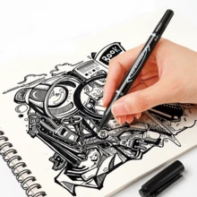 2pcs Black double-ended outliner,  Ultra Fine Point and Fine Point , suitable for  Kids Adult Coloring Books Christmas Cards Drawing, Note taking , Lettering Calligraphy Bullet Journaling - Black - View 2