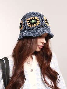 1入組男女適用彩色針織漁夫帽