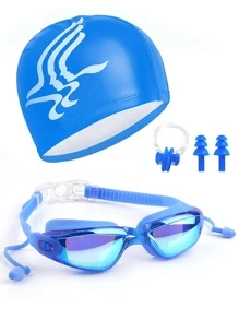 SHENYU (Set Of 5) Swimming Goggles, Swimming Cap, Nose Clip & Earplugs - Royal Blue - View 2