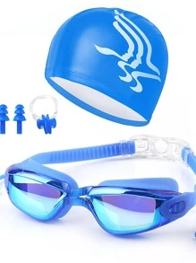 SHENYU (Set Of 5) Swimming Goggles, Swimming Cap, Nose Clip & Earplugs - Royal Blue - View 3