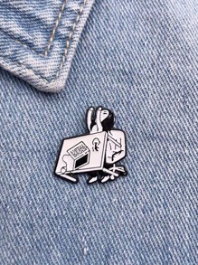 1個日式卡通頑皮女孩胸針,可用於圍巾、毛衣、背包等物品 - 彩色 - 查看 1