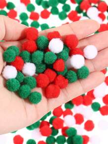 600pcs Christmas Red & Green & White Pompom Confetti - متعدد الألوان - مشاهدة 1