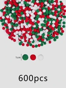 600pcs Christmas Red & Green & White Pompom Confetti - متعدد الألوان - مشاهدة 2