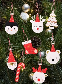 16 件薄纸，烫印驯鹿和企鹅圣诞花环 - 彩色 - 查看 1