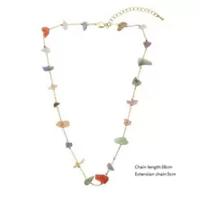 1pc Simple & Fashionable & Versatile & Uncommon Geometric Colorful Asymmetrical Stone Necklace, Suitable For Women To Wear - Silver - View 4