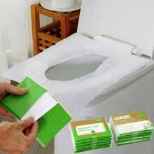 [10 cái/gói Vỏ bọc bồn cầu dùng một lần, Vỏ bọc bồn cầu bằng giấy có thể xả di động để đi du lịch, trường học, máy bay và phòng vệ sinh công cộng - màu xanh lá - Xem 2