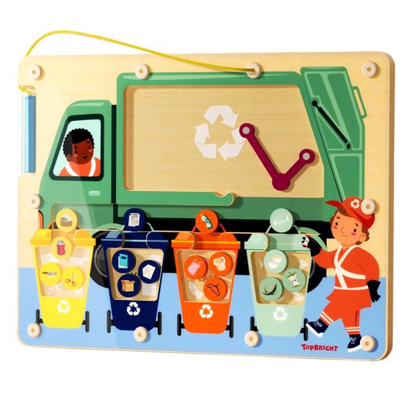 Magnetic Wand Maze Board Montessori Toys For Kids Ages 3-5, Wooden Garbage Magnet Sorting Game Educational Toys, Travel Toy For Toddler Fine Motor Skills For Boys Girls Gift