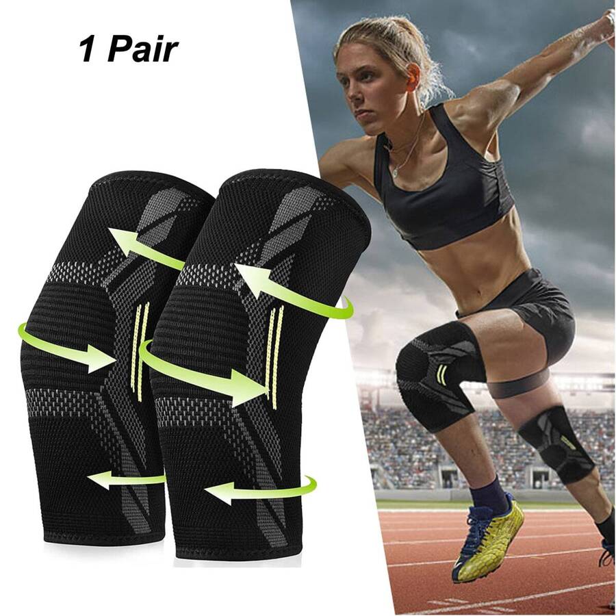 1對膝蓋支撐套,男女適用 - 壓縮式膝蓋護套,適用於運動,跑步,健身,舉重等