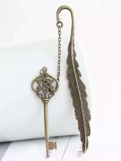 1 Pièce Signet Rétro En Plume Et Clé Design