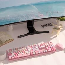 UBOTIE Colorful Computer Wireless Keyboards Mouse Combos, Typewriter Flexible Keys Office Full-Sized Keyboard, 2.4GHz Dropout-Free Connection and Optical Mouse - Pink Colorful - View 8
