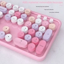 UBOTIE Colorful Computer Wireless Keyboards Mouse Combos, Typewriter Flexible Keys Office Full-Sized Keyboard, 2.4GHz Dropout-Free Connection and Optical Mouse - Pink Colorful - View 2