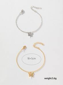 蝴蝶手链套装，双色蝴蝶吊坠，奢华个性化极简时尚小众系列 - 彩色 - 查看 3