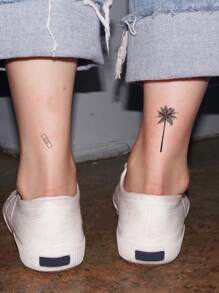 STARTTOOS 30pcs Black Palm Tree & Floral Small Pattern Temporary Tattoos,  3-5 Days For Fingers, Ears, Shoulders, Neck, Collarbones & Small Body Areas - Black - View 5