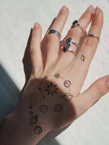 STARTTOOS 30pcs Black Palm Tree & Floral Small Pattern Temporary Tattoos,  3-5 Days For Fingers, Ears, Shoulders, Neck, Collarbones & Small Body Areas - Black - View 4