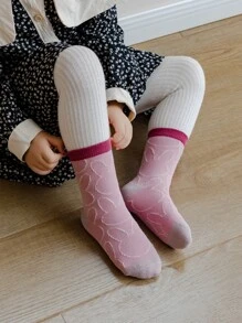 5 双闪光卡通兔子女童中筒袜，适合 1-2 岁、2-3 岁、3-8 岁、8-12 岁，秋冬季 - 彩色 - 查看 4