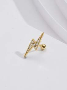 1入組S925純銀耳釘簡約風花瓣馬眼形眼睛鑲嵌鑽石線穿孔耳朵骨釘狀首飾 - 金色 - 查看 5