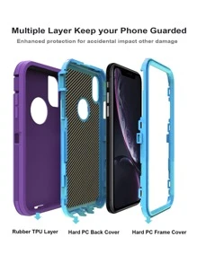 PC Màu tím nhạt và xanh da trời, Bảo vệ chống rơi nặng, Chống sốc chắc chắn toàn thân, Bảo vệ chắc chắn chống bụi, Vỏ điện thoại 3 trong 1, Tương thích với iPhone Samsung Motolola, Món quà hoàn hảo cho sinh nhật/Con trai/Bạn gái - tím nhạt + xanh da trời - Xem 6