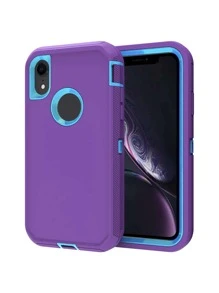 PC Màu tím nhạt và xanh da trời, Bảo vệ chống rơi nặng, Chống sốc chắc chắn toàn thân, Bảo vệ chắc chắn chống bụi, Vỏ điện thoại 3 trong 1, Tương thích với iPhone Samsung Motolola, Món quà hoàn hảo cho sinh nhật/Con trai/Bạn gái - tím nhạt + xanh da trời - Xem 5