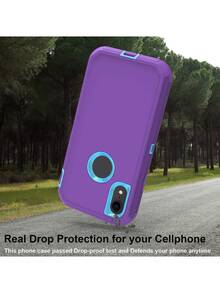 PC Màu tím nhạt và xanh da trời, Bảo vệ chống rơi nặng, Chống sốc chắc chắn toàn thân, Bảo vệ chắc chắn chống bụi, Vỏ điện thoại 3 trong 1, Tương thích với iPhone Samsung Motolola, Món quà hoàn hảo cho sinh nhật/Con trai/Bạn gái - tím nhạt + xanh da trời - Xem 8