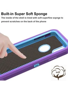 PC Màu tím nhạt và xanh da trời, Bảo vệ chống rơi nặng, Chống sốc chắc chắn toàn thân, Bảo vệ chắc chắn chống bụi, Vỏ điện thoại 3 trong 1, Tương thích với iPhone Samsung Motolola, Món quà hoàn hảo cho sinh nhật/Con trai/Bạn gái - tím nhạt + xanh da trời - Xem 9