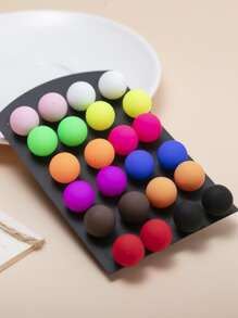 12mm 12 Pairs Colorful Acrylic Ball Earrings Set Suitable For Women's Daily Wear