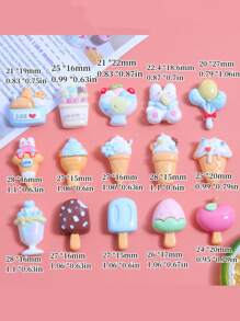 10 件隨機 Diy 兔子和冰淇淋設計樹脂配件,適用於耳環、髮夾、文具、手機殼、鑰匙扣、杯子、鞋飾、冰箱貼、珠寶材料和雙面膠帶 - 彩色 - 查看 7