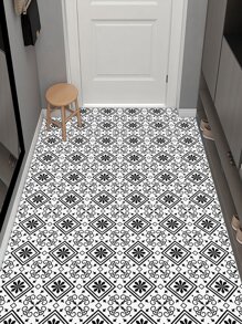 9pcs Geometric Pattern Self-adhesive Floor Stickers, Waterproof, Oil-proof - Black and White - View 4