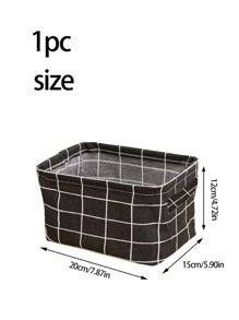 1PC Họa Tiết Kẻ Sọc Để Bàn Giỏ Đựng Đồ, Polyester Hiện Đại Giỏ Đựng Đồ Cho Gia Đình - màu đen - Xem 3