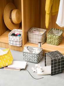 1PC Họa Tiết Kẻ Sọc Để Bàn Giỏ Đựng Đồ, Polyester Hiện Đại Giỏ Đựng Đồ Cho Gia Đình - màu đen - Xem 4