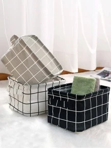 1PC Họa Tiết Kẻ Sọc Để Bàn Giỏ Đựng Đồ, Polyester Hiện Đại Giỏ Đựng Đồ Cho Gia Đình - màu đen - Xem 6