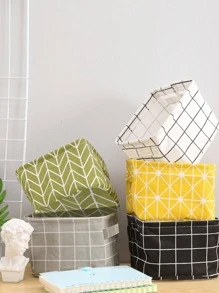 1PC Họa Tiết Kẻ Sọc Để Bàn Giỏ Đựng Đồ, Polyester Hiện Đại Giỏ Đựng Đồ Cho Gia Đình - màu đen - Xem 5