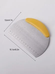 1pc Stainless Steel Half-Round Flour Scraper With Scale, Cake Dough Cutter, Baking Tool, Kitchen Scraper For Home Use - Yellow - View 2