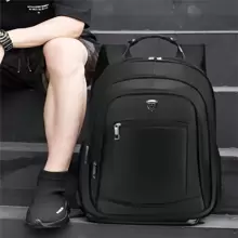 Mochila de gran capacidad para hombres mochila recargable USB bolsa de computadora de negocios mochila de ocio mochila de estudiante de secundaria - Negro - Ver 1