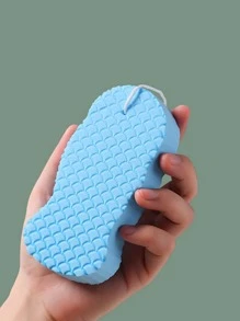 1 pieza Esponja de baño estampada, esponja de baño azul linda para adultos y bebés, decoración del hogar y del baño, decoración de otoño, de vuelta a la escuela