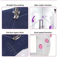 1pc Electric Mini Sewing Machine, Multifunctional Automatic Household Desktop Sewing Machine, Suitable For Home And Diy - màu xanh lá - Xem 8