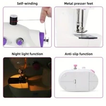 1pc Electric Mini Sewing Machine, Multifunctional Automatic Household Desktop Sewing Machine, Suitable For Home And Diy - màu xanh lá - Xem 9
