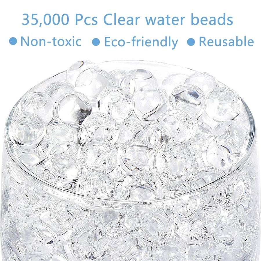 35,000 颗透明水珠用于花瓶填充，透明水凝胶珠花瓶填充物用于漂浮珍珠、婚礼中心装饰、花卉布置 - 透明 - 查看 1