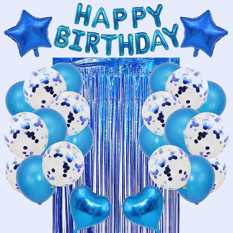 40pcs Birthday Party Decorations Happy Birthday Balloons Banner Gold