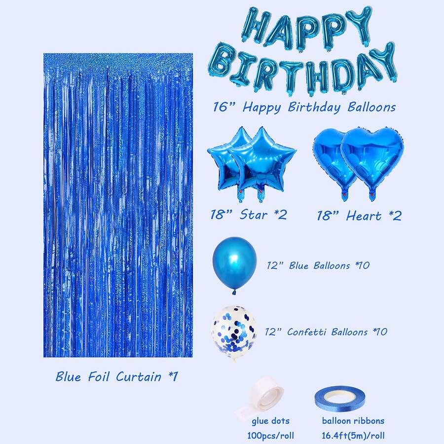 40pcs Birthday Party Decorations Happy Birthday Balloons Banner Gold