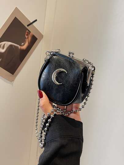 Vintage Damen Tasche, einfache personalisierte Kette, harte S-förmige Umhängetasche, leicht, modisch, als Jahrestags-, Geburtstags-, Geschenk für Büroarbeiter, für Männer und Frauen, Seitentasche für Frauen, Mini-Geldbörse, Portemonnaie, Münzbörse