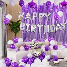 Decoraciones para fiesta de cumpleaños: globos de "feliz cumpleaños", pancarta y cortina de flecos de papel dorado para decoración de fiesta de cumpleaños para hombres y mujeres