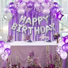 Decoraciones para fiesta de cumpleaños: globos de "feliz cumpleaños", pancarta y cortina de flecos de papel dorado para decoración de fiesta de cumpleaños para hombres y mujeres